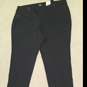 JM Collection Black Dress Pull On Rivet Pants Slim Leg Size 24WP Plus Petite NWT